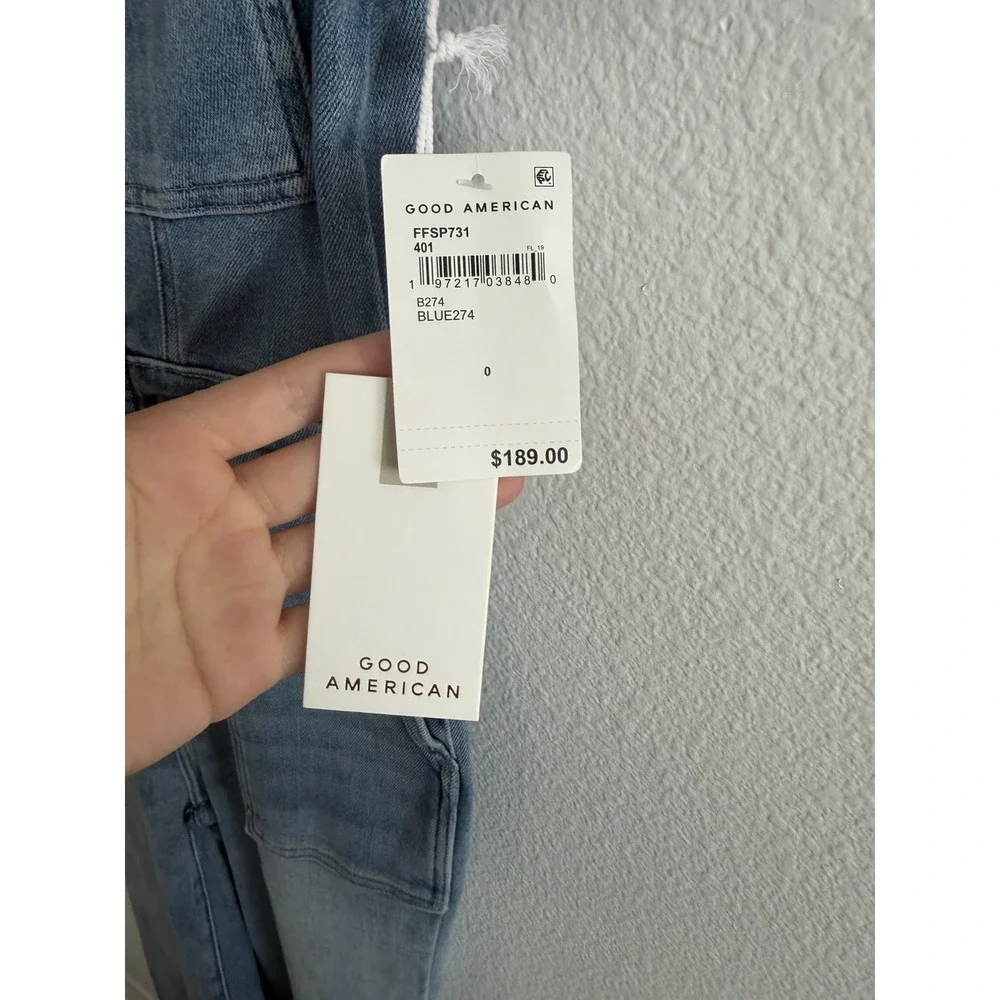Good American Denim Jumpsuit NWT Sz 0 XS Fit for‎ Success Bootcut Stretch